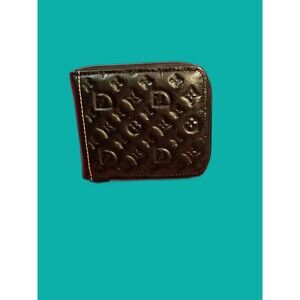 Imperial Men's Logo Embossed Leather Wallet Black W/Tan Stitching NWOB 4X4